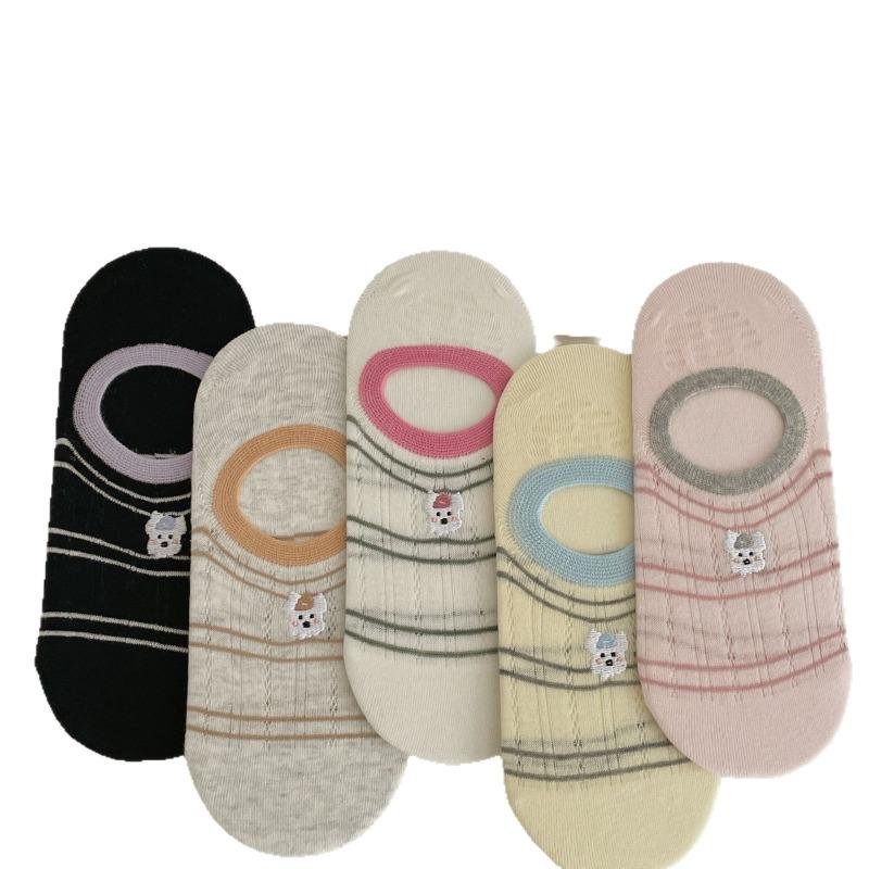 Cute Puppy Style Summer Lightweight Cotton Socks with Anti-slip and Non-slip Design, No Heel Protrusion, Invisible.