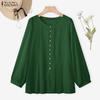 Női Alkalmi Kerek Nyakú Egyszínű Laza Hosszú Ujjú Blúz