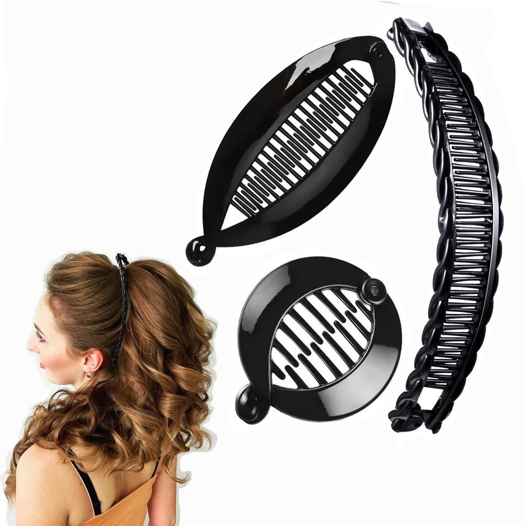 3Pcs/Set Fish Shape Hair Claws Clips Ponytail Holder for Women Girls Banana Clips Crabs Black Hair Styling Accessories