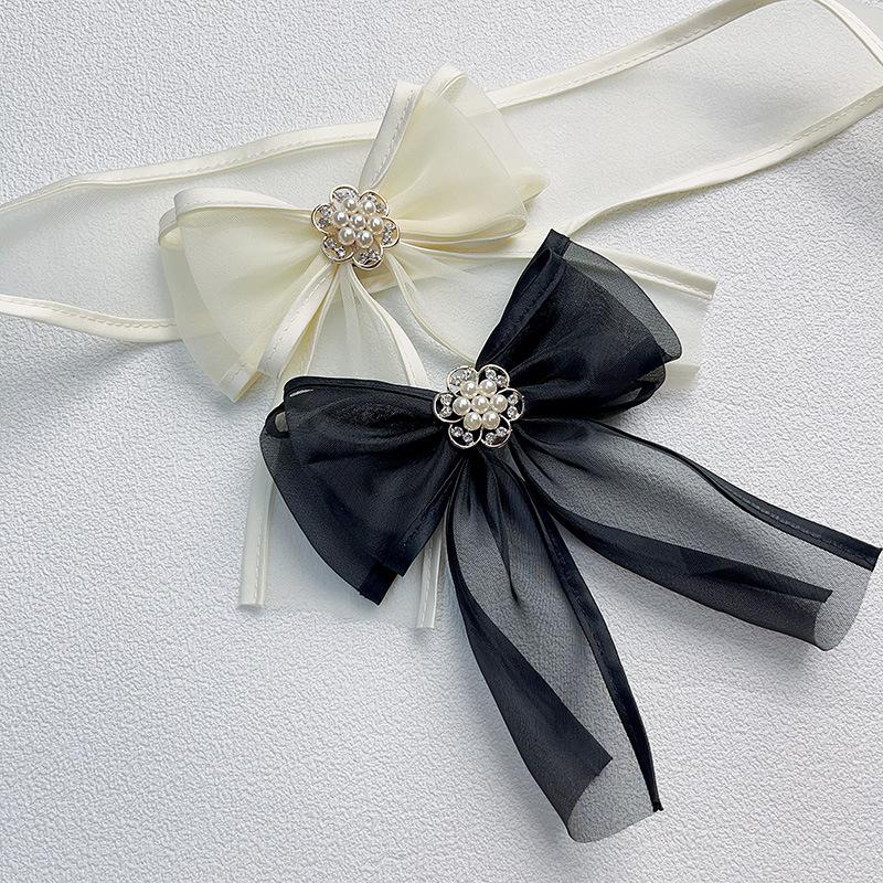 Camellia Flower Brooch Pins For Women Fabric Bow Tie Jk College Style Shirt Collar Pin Elegant Jewelry Accessories
