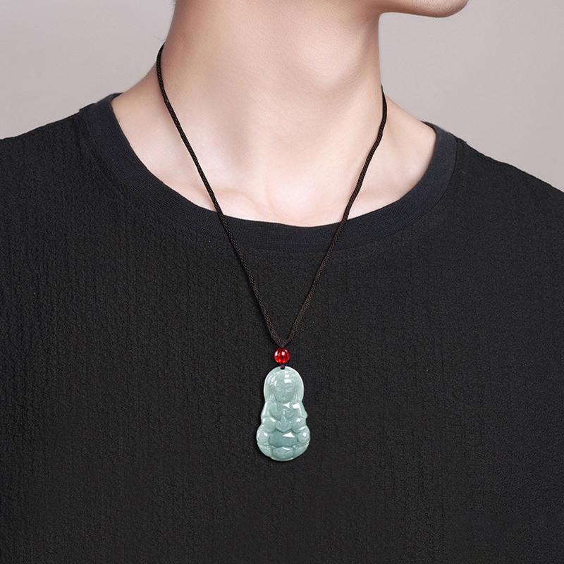 1Pcs Accessories Burmese Jade Stone Myanmar Jadeite Guanyin Pendant Necklace Vintage Natural Gemstone Jewelry