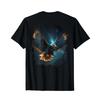 Backprint T Shirt with GerUnisex Text Quot Der Majestic Eagle Im Sternen Himmel Language Black Vintage Washed Fashion Slightly