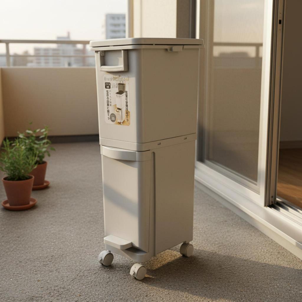 Wet Dry Separation Trash Bin With Wheels Slim Multi-Compartment Garbage Can