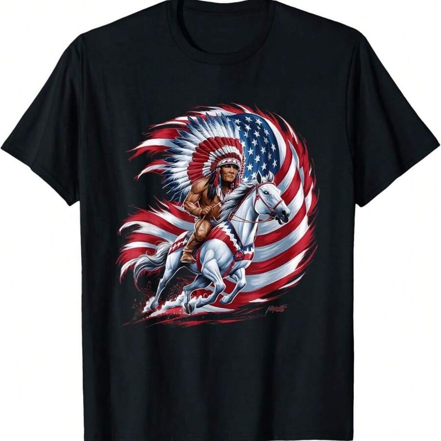 American Riding Horse Tee for Unisex Fun USA Day Gift TShirt S