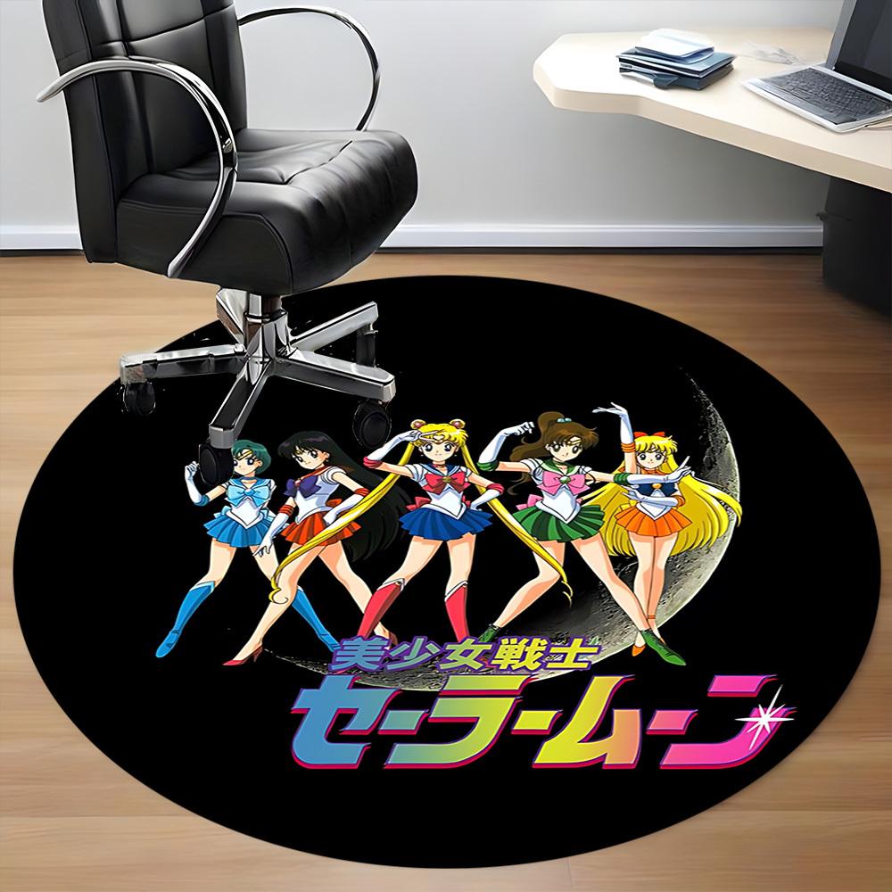 1PC Sailor Moon Office Round Rug - Perfect for Office or Study Decor, Non-Slip Backing, Decorative Floor Mat yy250916061