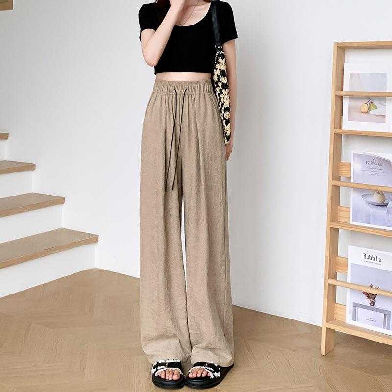 Lazy Wind Texture Wide-leg Pants Spring and Summer High Waist Loose Casual Pants Straight Mopping Milk Pants Women