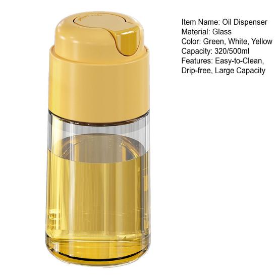 Automatic Oil Dispenser Glass Kitchen Oil Bottle with Drip-Free Spout 320ml/500ml Leakproof Sauce Cruet for Olive Oil Vinegar Soy Sauce Wine