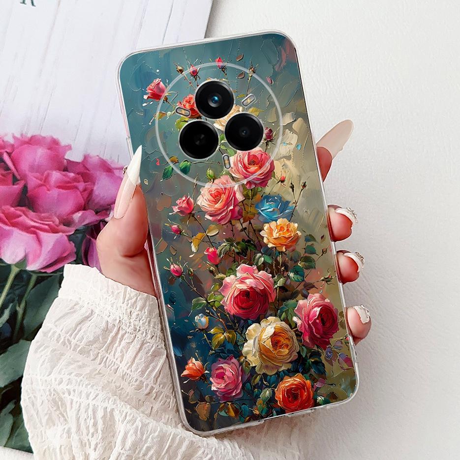 For Realme 14 Pro Plus Case RMX5051 Beautiful Flowers Painted Cover Soft Silicone Case For Realme 14 Pro Realme14 Pro+ 5G Fundas