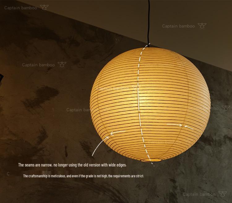 Noguchi Isamu Wabi-Sabi Pendant Lamp: Japanese-Style Spherical Paper Shade for Bedroom Décor
