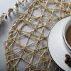 Placemat Dinnerware Cup Coaster round Gold Silver Table Decoration
