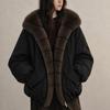 Damen Parka Jacke mit Kunstpelzkragen Reißverschluss Warm Locker Winter Dicke Oberbekleidung
