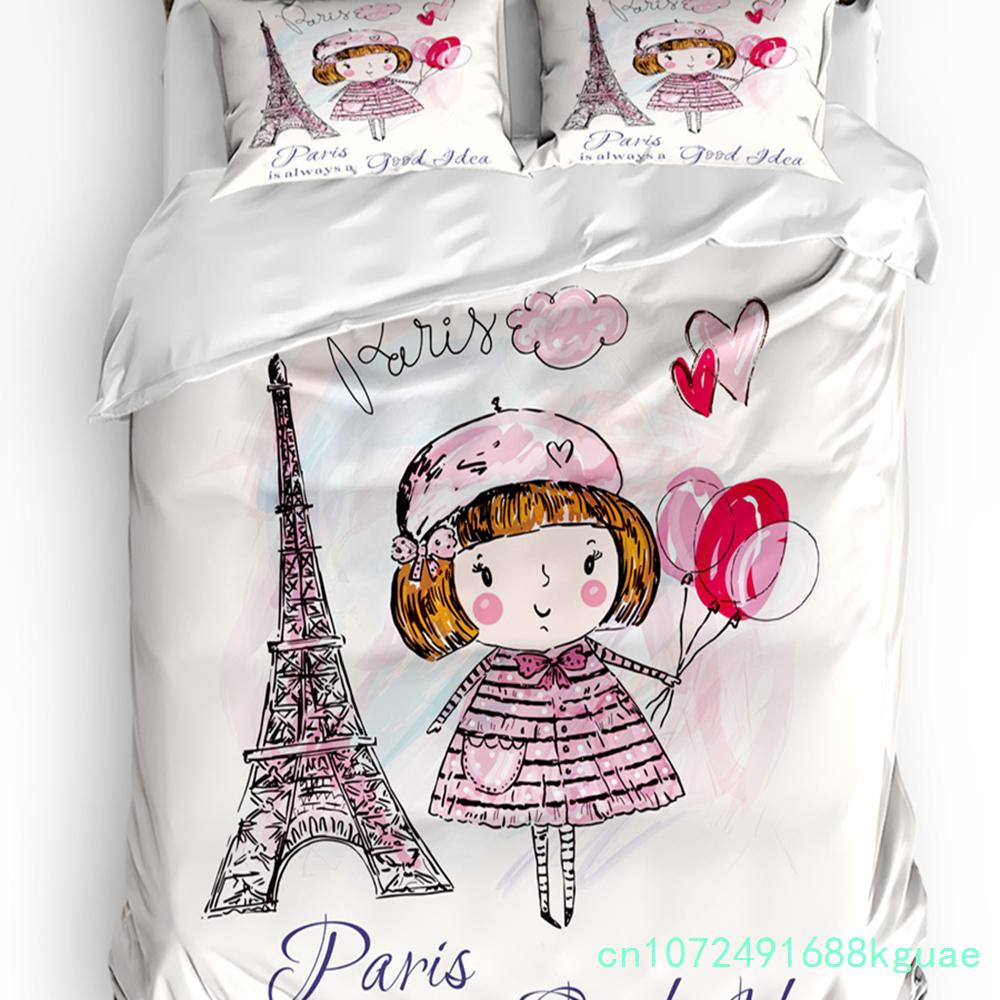 3pcs Bedding Set Cartoon Hot Air Balloon Home Textile Duvet Cover Pillow Case Boy Kid Teen Girl Bedding Covers Set