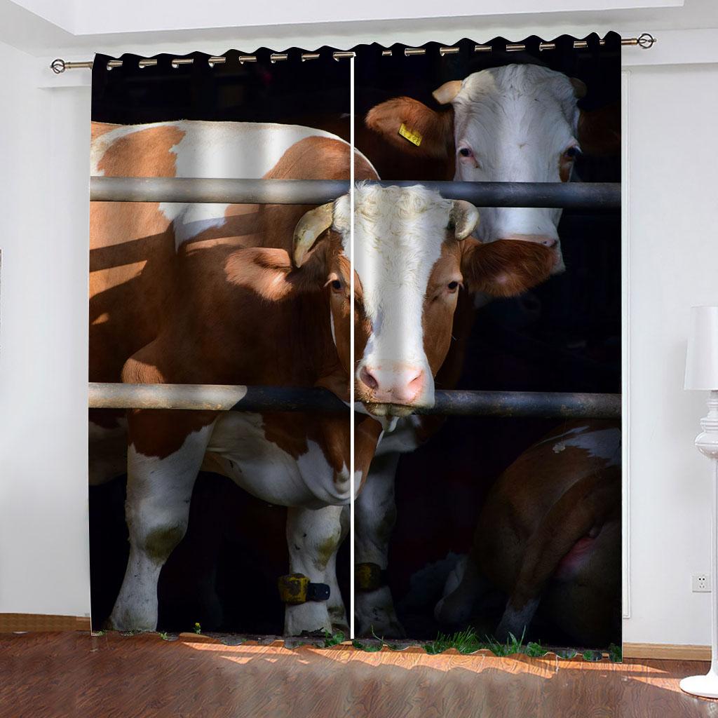 

Затемняющая верхняя штора с люверсами, затемняющая комната, штора для пастбища дойных коров, шторы для спальни, двустворчатая штора для гостиной, открывающаяся слева и справа 100W130H(CM)40x51in&Grommet Top