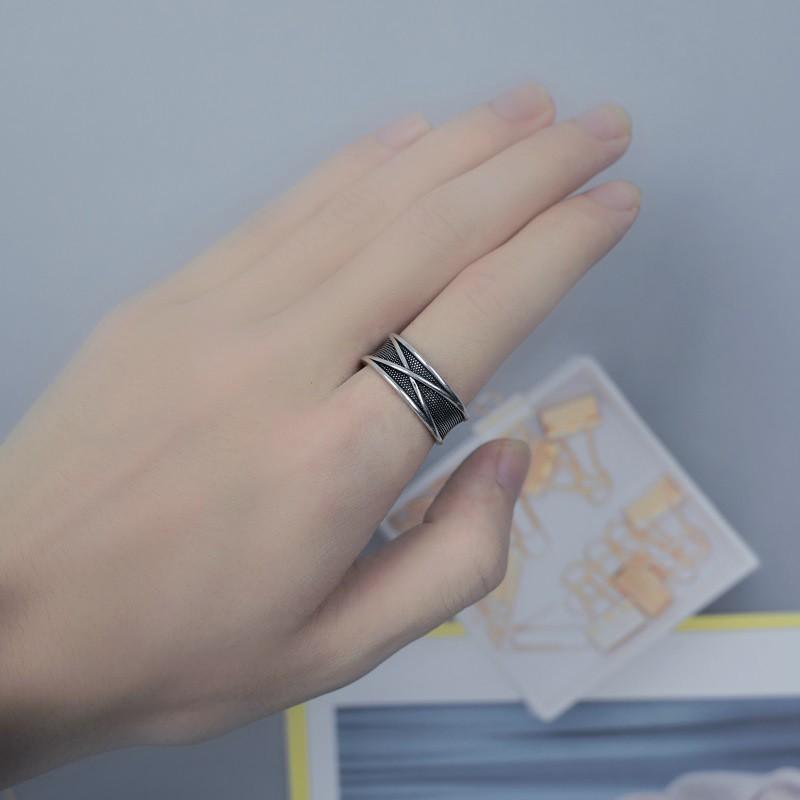 Regulowany Pierścionek Unisex z Geometrycznym Wzorem Vintage Retro Otwarty Pierścionek Modna Biżuteria Mężczyźni Kobiety
