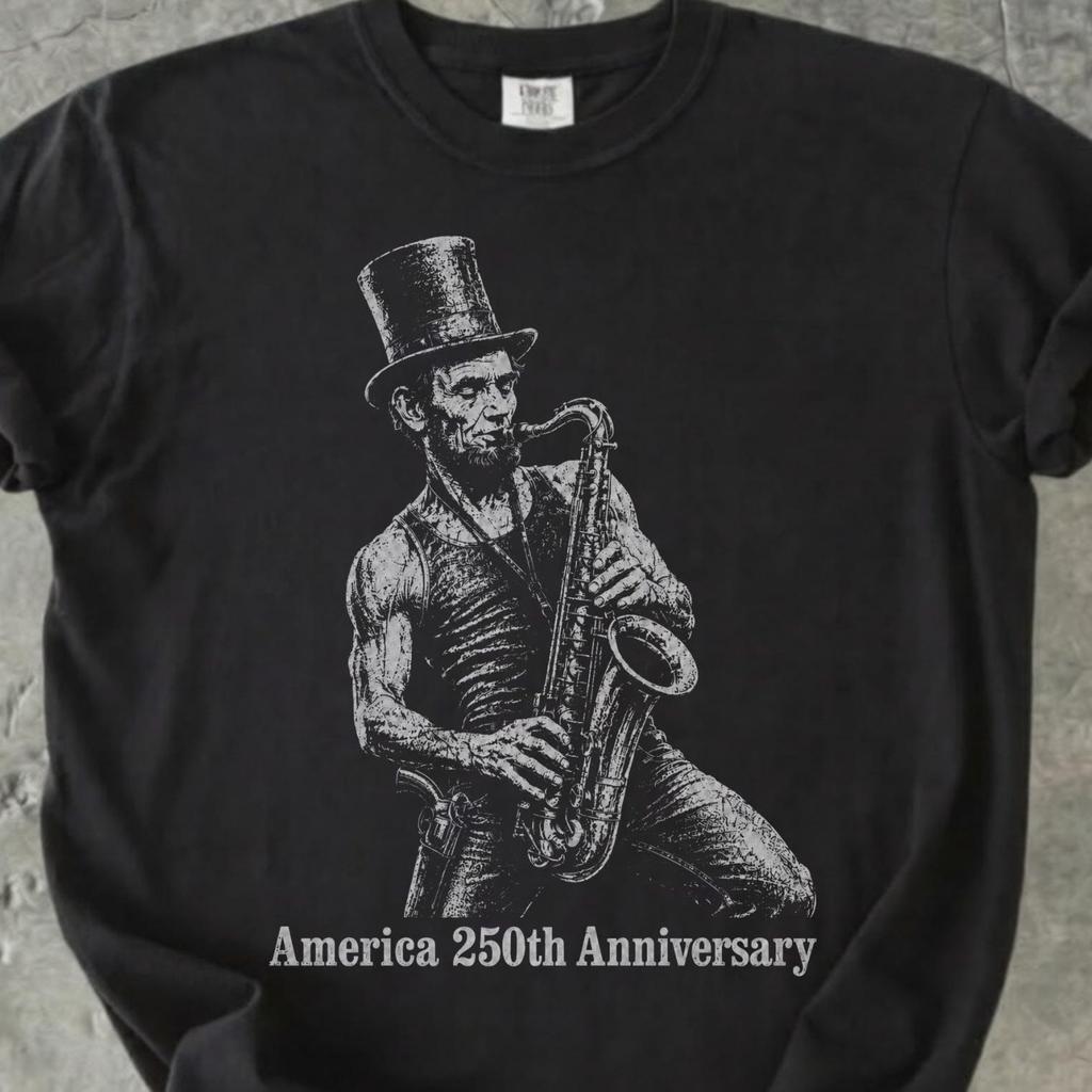 Comfort Colors America 250 Shirt, Abe Lincoln Saxophone Tee, Funny Patriotic History Gift