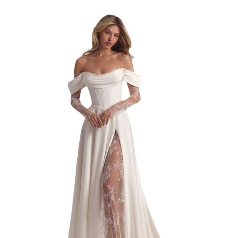 Tube Top Slim fit Wedding Dress Formal Dress Pure White Split Long dress Strapless Wedding Dress Women