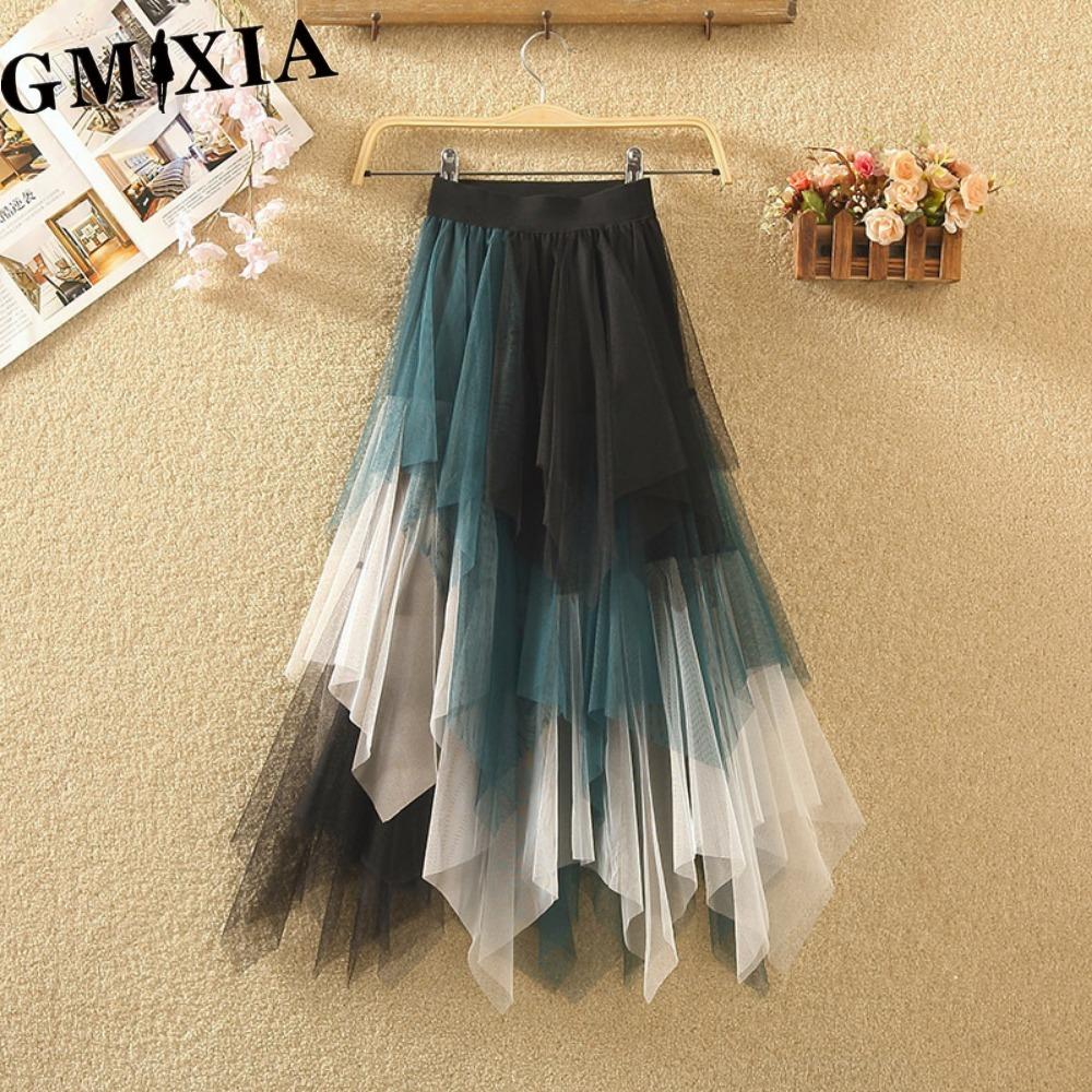 GMXIA Women's Fashion Casual Solid Color Print Summer Spring Skirts