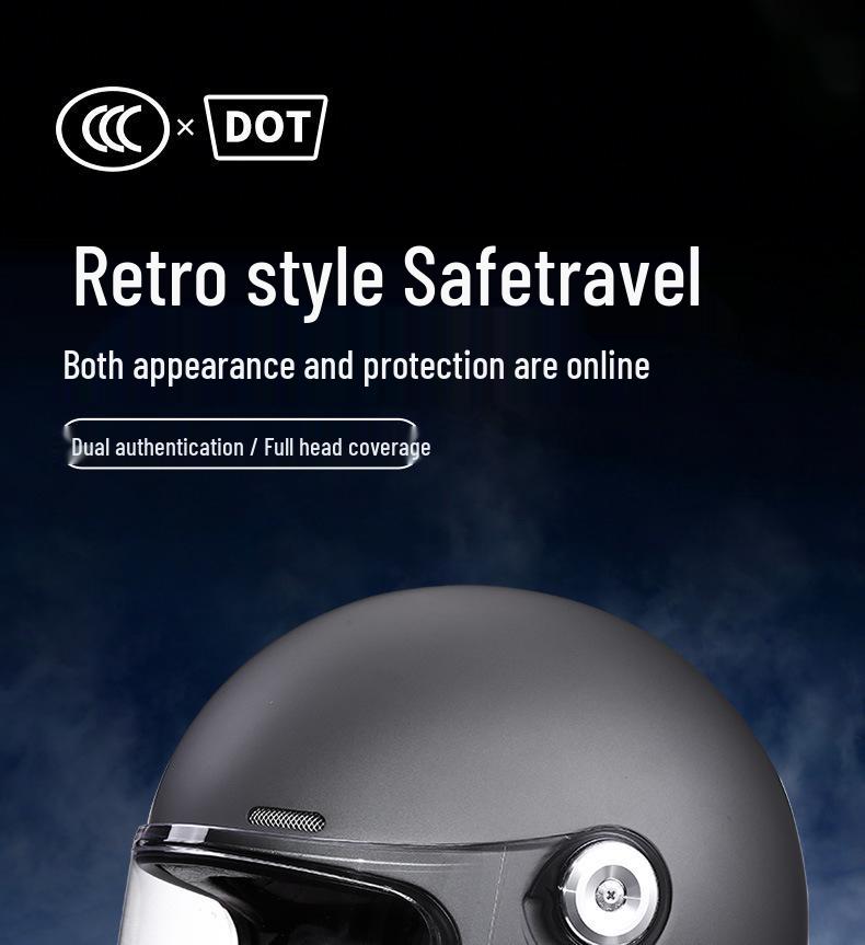 Certified Retro Fiberglass Full Face Helmet for Kids' Motorcycles and Scooters