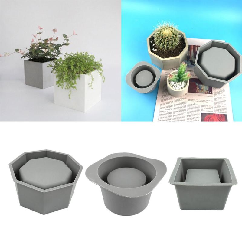 Handmade Concrete Plant Flower Pot Epoxy Resin Mold DIY Candle Holder Mould Succulent Planter Flowerpot Silicone Mold