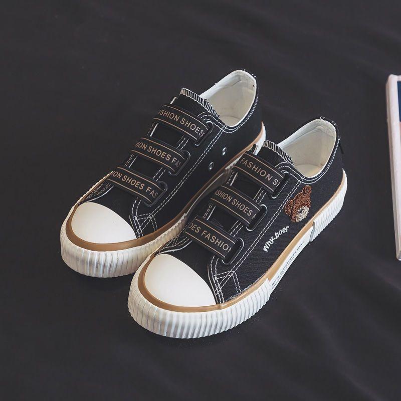 Autumn new low-top bear espadrilles female tide student versatile casual flat-bottomed retro board shoes