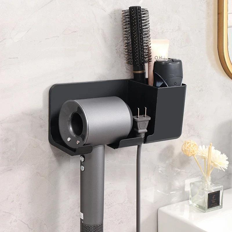 Hair Dryer Holder Wall Mounted Hair Straightener Dryer Hair Stand Bathroom Organizer Shelves Washroom Organization Shelves