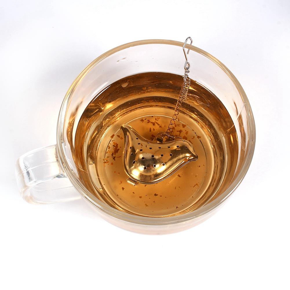 Stainless Steel Loose Tea Leaf Infuser Ball Strainer Filter Diffuser Herbal Spice Bird Chain