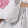 Girls' Spring Hoodie Set - Heart Long Sleeve Top & Pants, Plus Velvet, Casual Two-Piece Outfit for Medium to Large Children