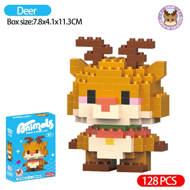 Children Cute Animal Micro Building Block Mini Model Bricks Educational Toys Cartoon Lion Chick Bricks Kids Puzzle Boy Girl Gift