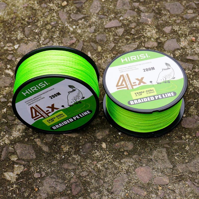 4 Strands PE Braided Fishing Line 200M Smooth 15LB-50LB Abrasion Resistant Tackle for Saltwater Freshwater Fishing