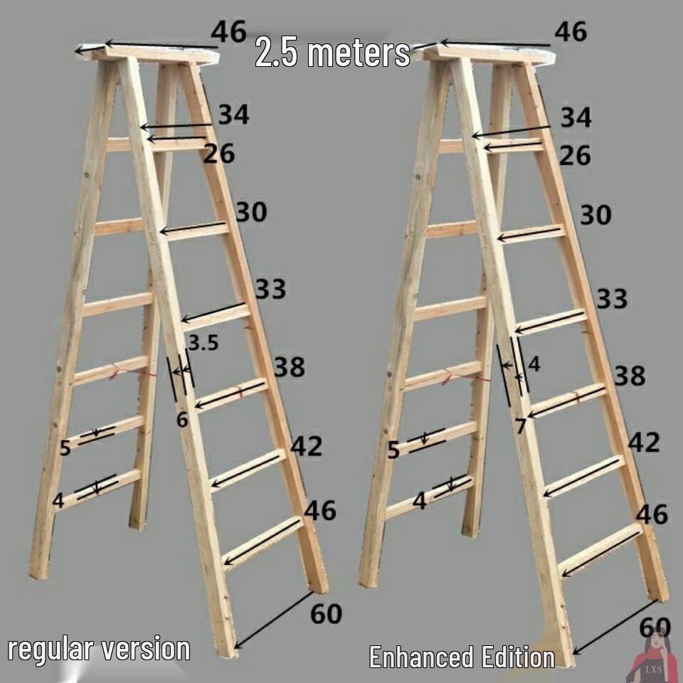 Double-Sided Solid Wood Folding A-Frame Ladder for Household Use