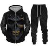 Sudadera con cremallera negra y pantalón con estampado 3D de calavera fresca, conjunto de chándal estilo gótico punk para hombre y mujer, conjunto de chándal 2026, disfraz de streetwear para Halloween