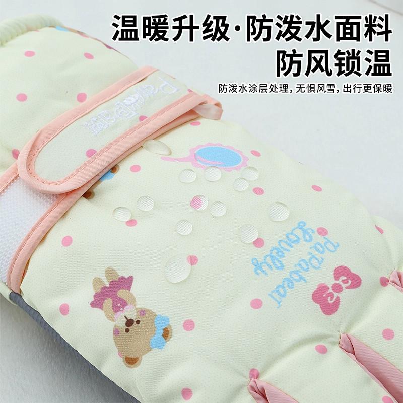 Ski Gloves Women's Windproof Fleece Thickened Waterproof and Non-slip Riding Electric Vehicle Thermal Gloves