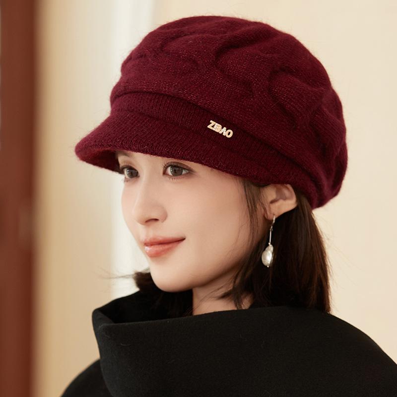 Béret épais et chaud pour femme, tendance, simple et polyvalent, idéal pour l'hiver au quotidien.