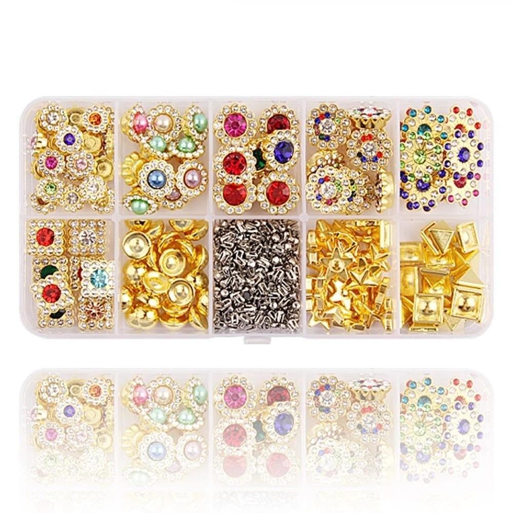 Hand Press Beads Pearl Rivet Set with Beads Screw Heads Multi-color DIY Jewelry Making Kit Loose Beads Circular/Irregular Shape
