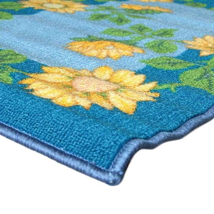 Rutschfeste Küchenmatte Sonnenblume gelb und blau 50x80 - rutschfestes Vinyl