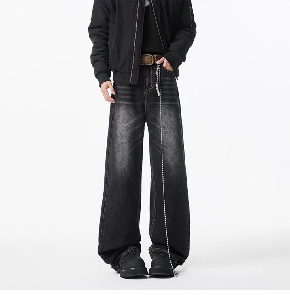 Men's Casual Fashion High Waist Straight Floor-length Jeans