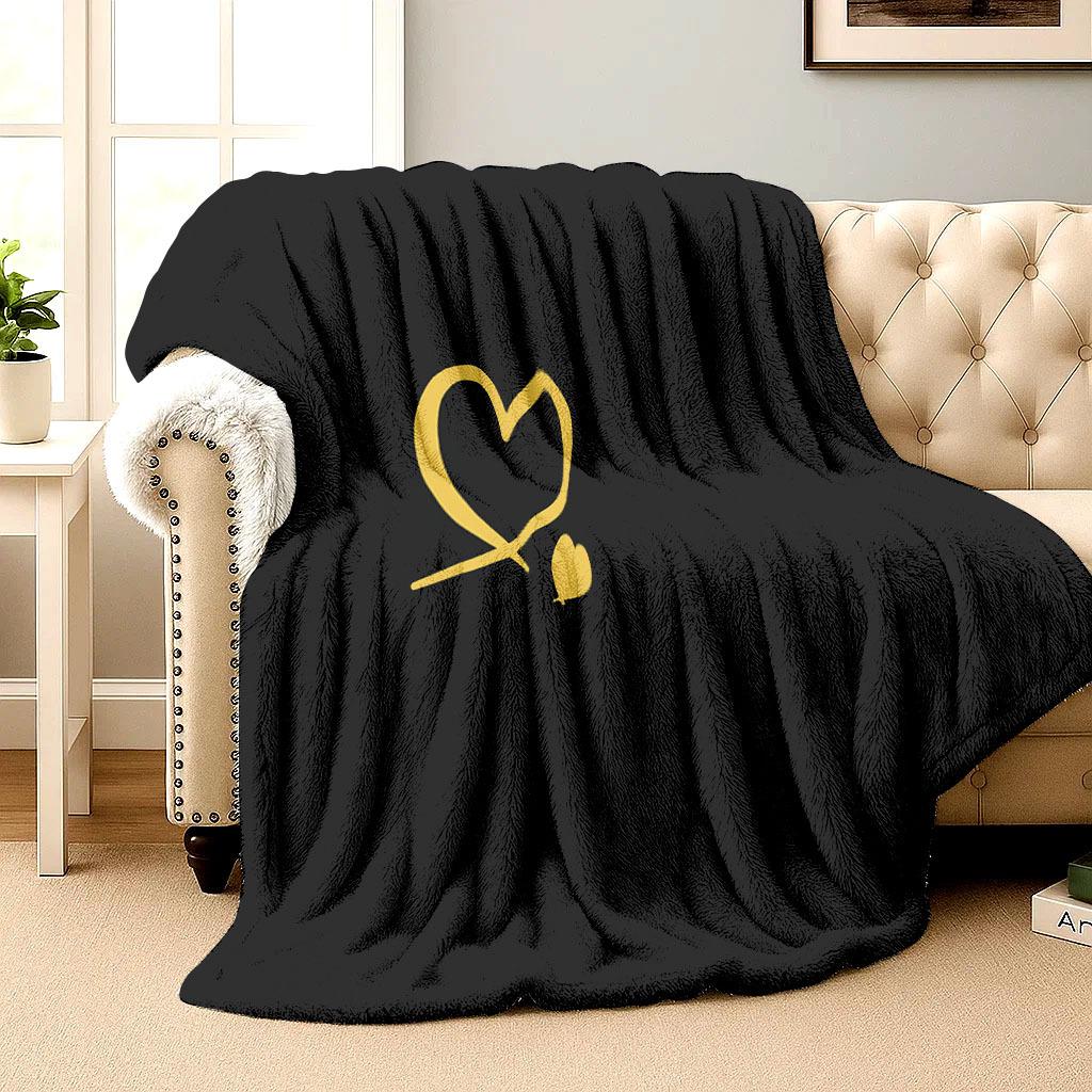 Love symbol abstract art Flannel printed blanket suitable for all seasons suitable for living room office sofa and travel