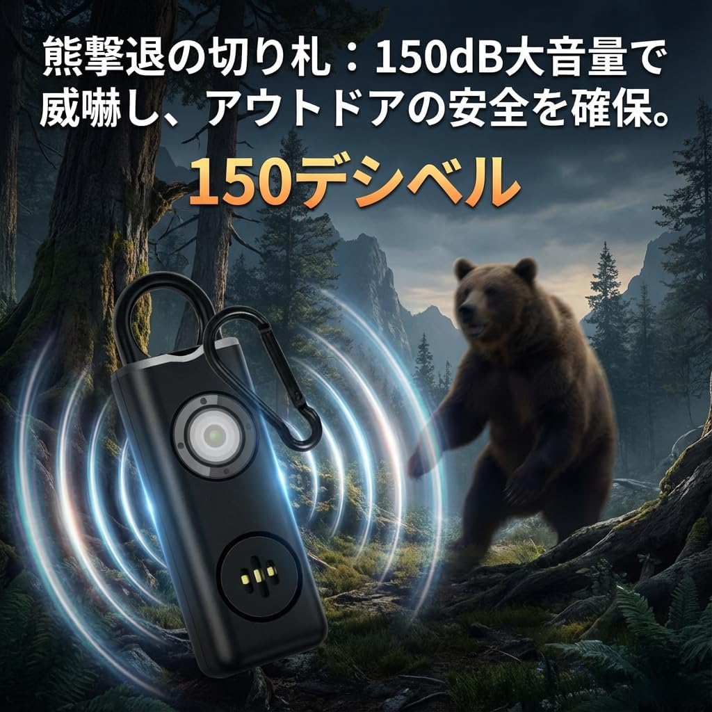 Bear Repellent Horn 130db Alarm USB Integrated Design with Bear Bell and LED for Bear Dealing Durable and with 126db Emergency Whistle User Manual