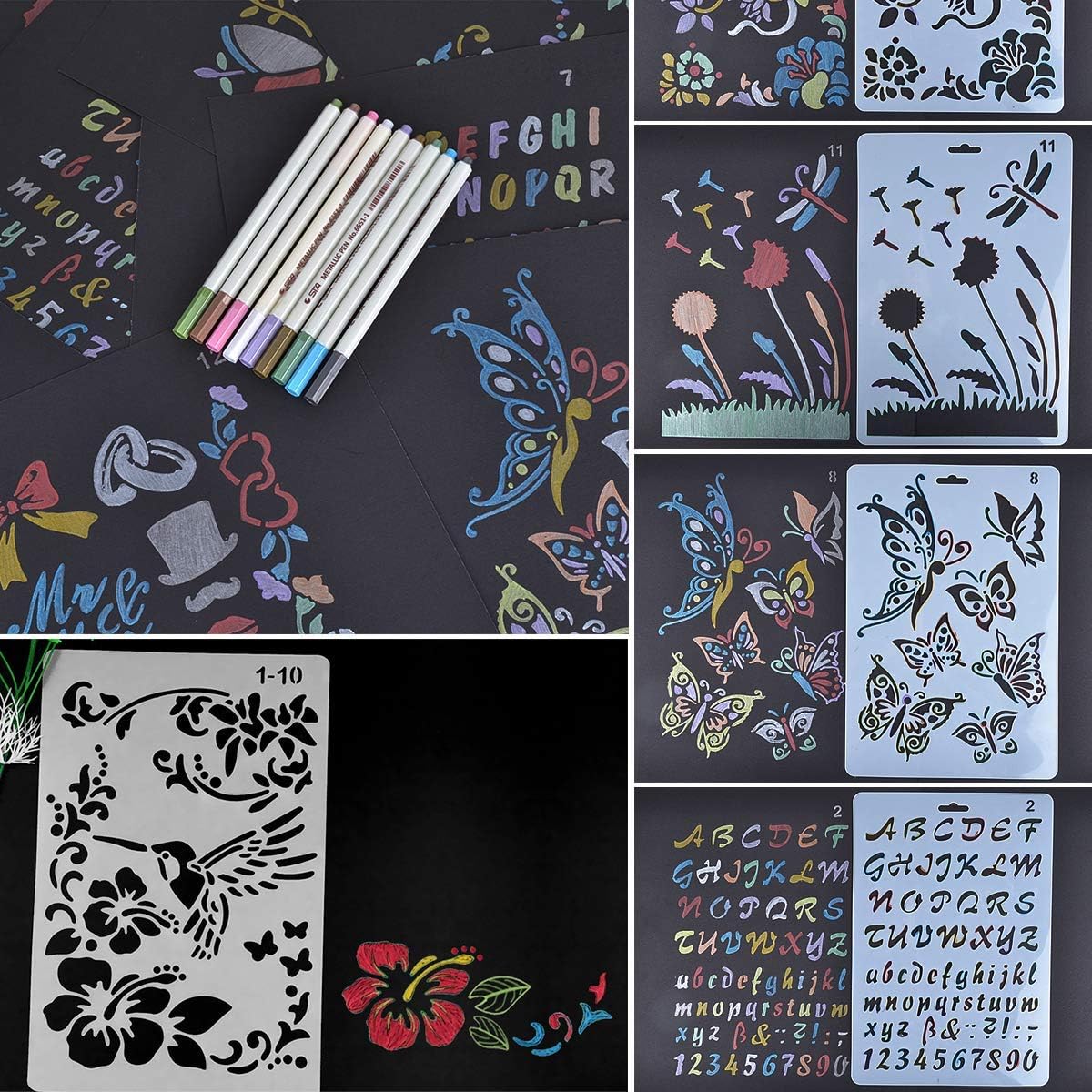 12PCS DIY painting template alphabet painting scrapbook stamping relief decorative paper card template белый