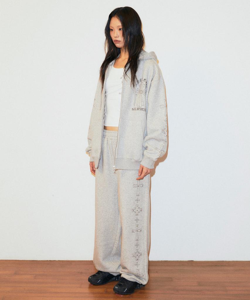 Mahagrid Cross Stud Hood Zip Up Gray(Mg2Gsmm480A)