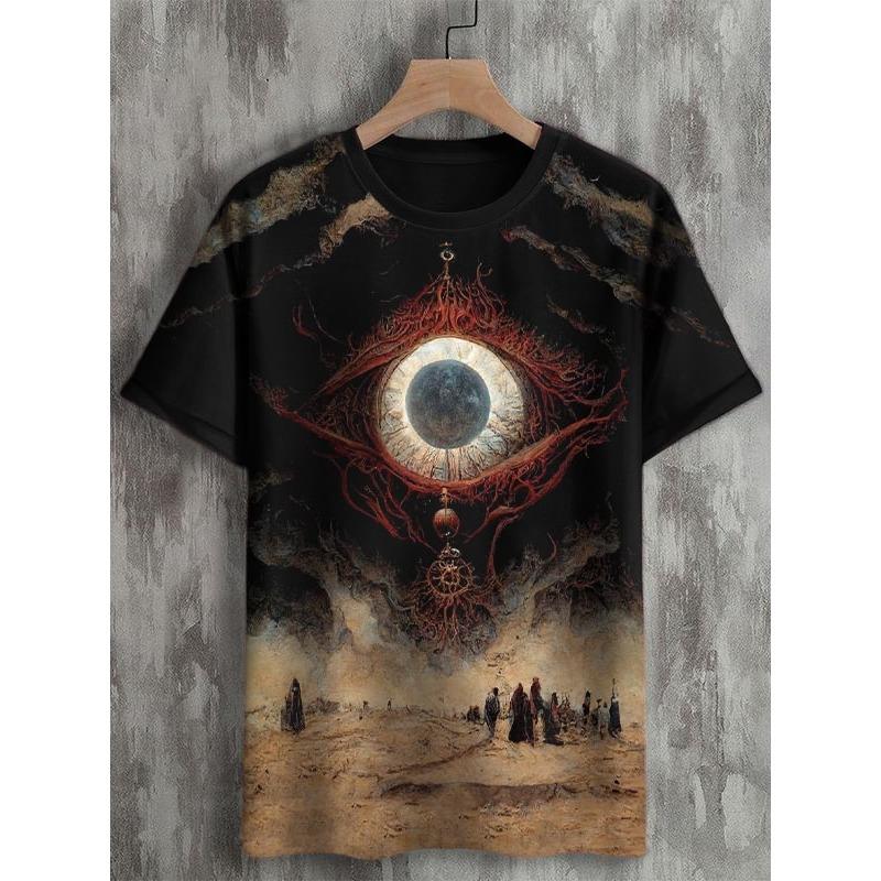 Fashion Men's Retro Evil Devil Eye Art 3D Print Casual T-Shirt Men/Women Short Sleeve O-Neck Top Oversized Tee Kid Clothing