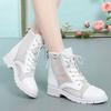 Summer Lightweight Ankle Boots, Solid Color, Versatile, British Style, Flat Heel, Openwork Mesh Boots, Women's Breathable Mesh Sandals