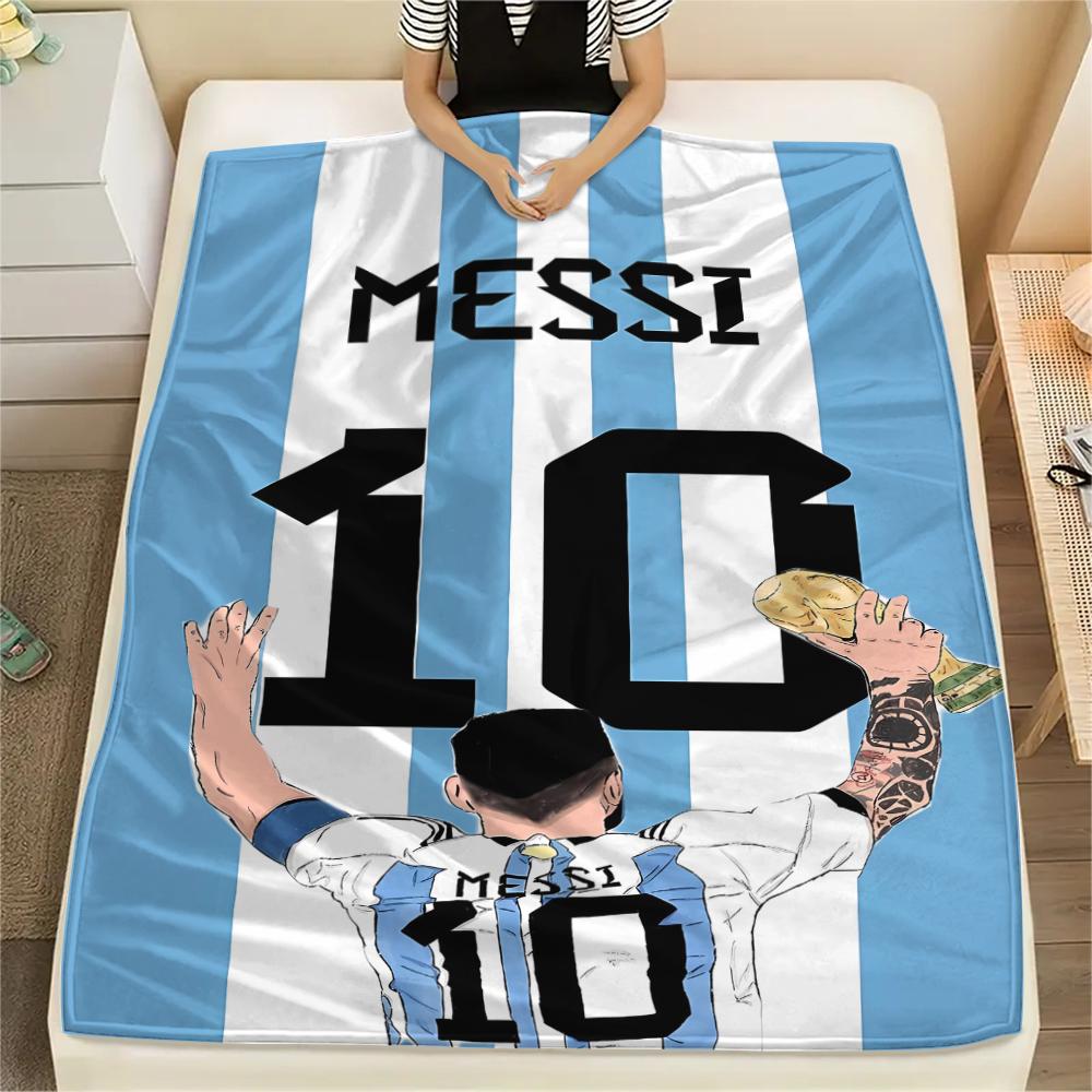 1 ks Flanelová deka s potiskem Messi, Vysoce kvalitní, Pro všechna roční období, Domácí dekorace, Teplo a pohodlí, Perfektní jako vánoční dárky