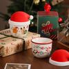 High-value cute creative water cup Christmas hat cup Girls ceramic mug Office coffee cup with lid gift
