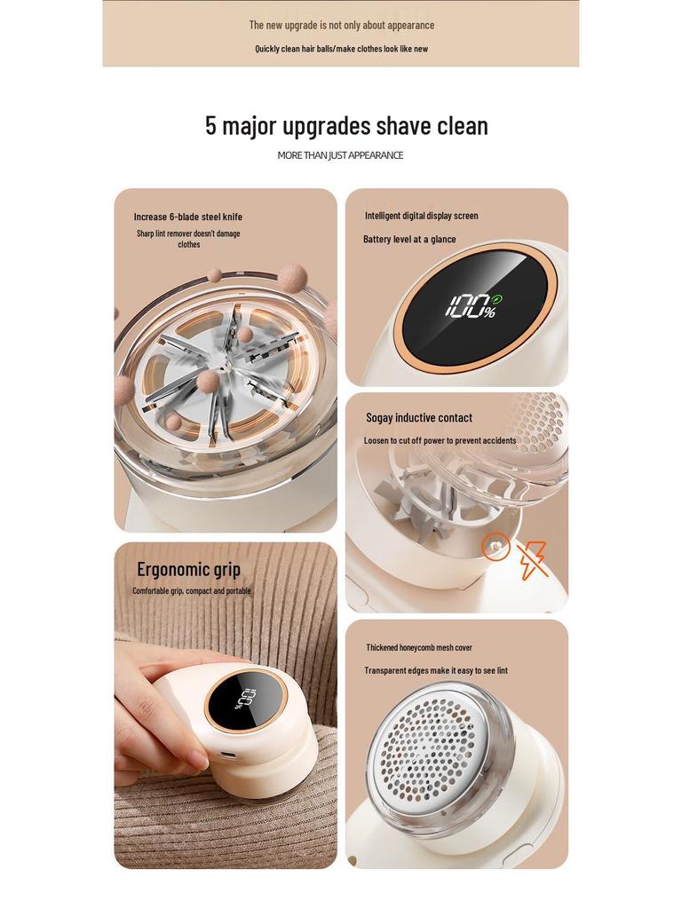 Rechargeable Digital Lint Remover & Fabric Shaver with Display