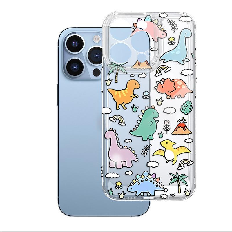 Niche Funny Colored Dinosaur Mobile Phone Case Apple 17 Cute Cure Anti-drop Transparent Protective Case iPhone15pm