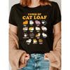 T-shirt Kawaii pour Amoureuse de Chats - Mignon Chaton Anime & Impression Chinoise Manches Courtes Col Rond Blouse