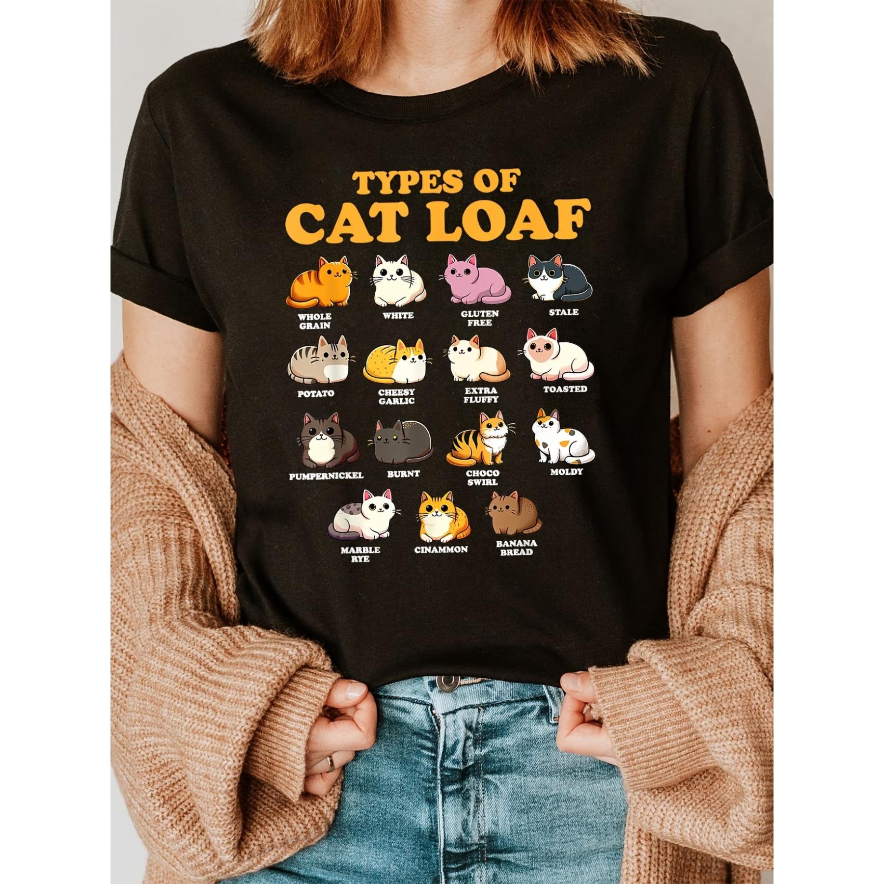 

Women s Kawaii Cat Lover T-Shirt - Cute Anime Kitten & Chinese Print Short Sleeve Crew Neck Blouse S чёрный