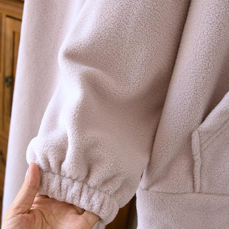 Couple's Fleece Pajamas: Warm Hooded Zip-Up for Men, Perfect for Fall and Winter Lounging or Outerwear.