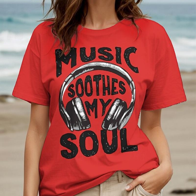 Damen Sommer T-Shirt Retro Mode Kurzarm T-Shirts Lässig Monogramm Bedruckte Oberteile